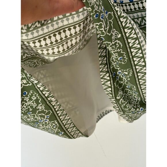 Skies are Blue Blue White Green Print Split Neck Sundress Size XS - Picture 4 of 8